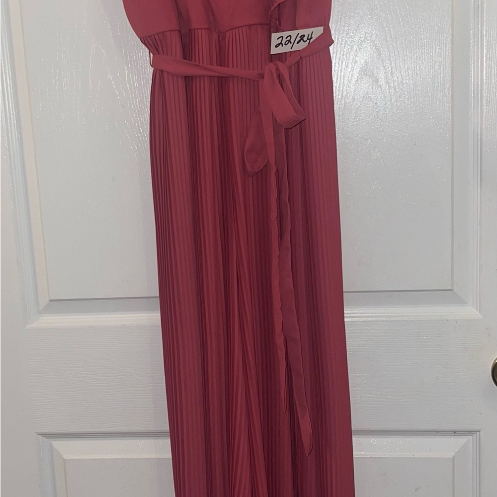 Elegant Pleated Maxi Jumpsuit in Deep Pink